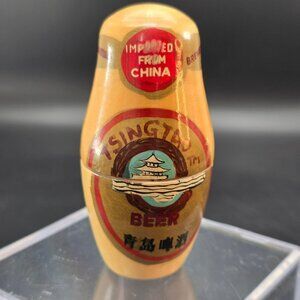 Tsingtao Beer-Themed Vintage Wooden Nesting Doll Collectible CR2027